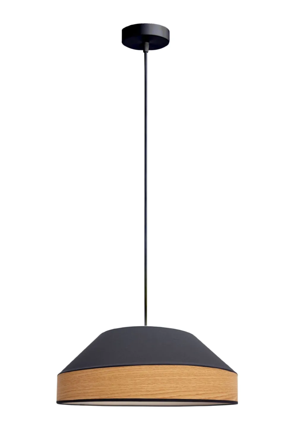 Runde Hängeleuchte Stoff wohnlich Schwarz Natur B:45 cm