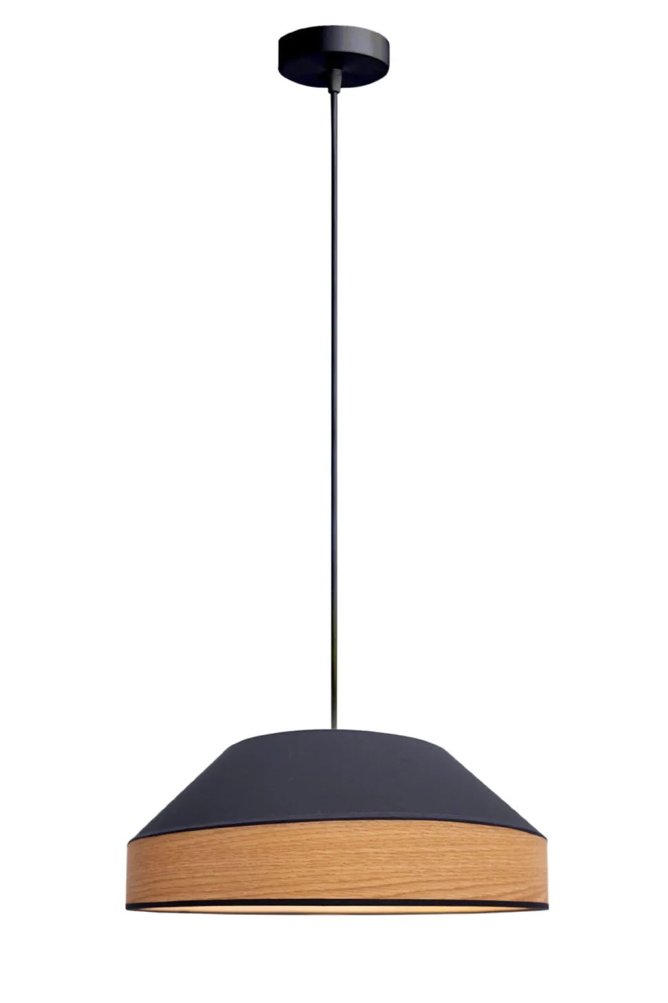 Runde Hängeleuchte Stoff wohnlich Schwarz Natur B:45 cm