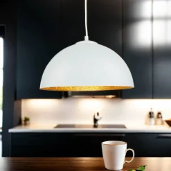 Runde Hängeleuchte Weiß Gold Ferra