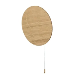 Runde Holz Wandlampe mit Schalter flach Modern