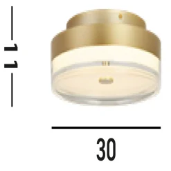 Runde LED Deckenlampe in Gold Metall Ø30 cm 3000 K 21 W
