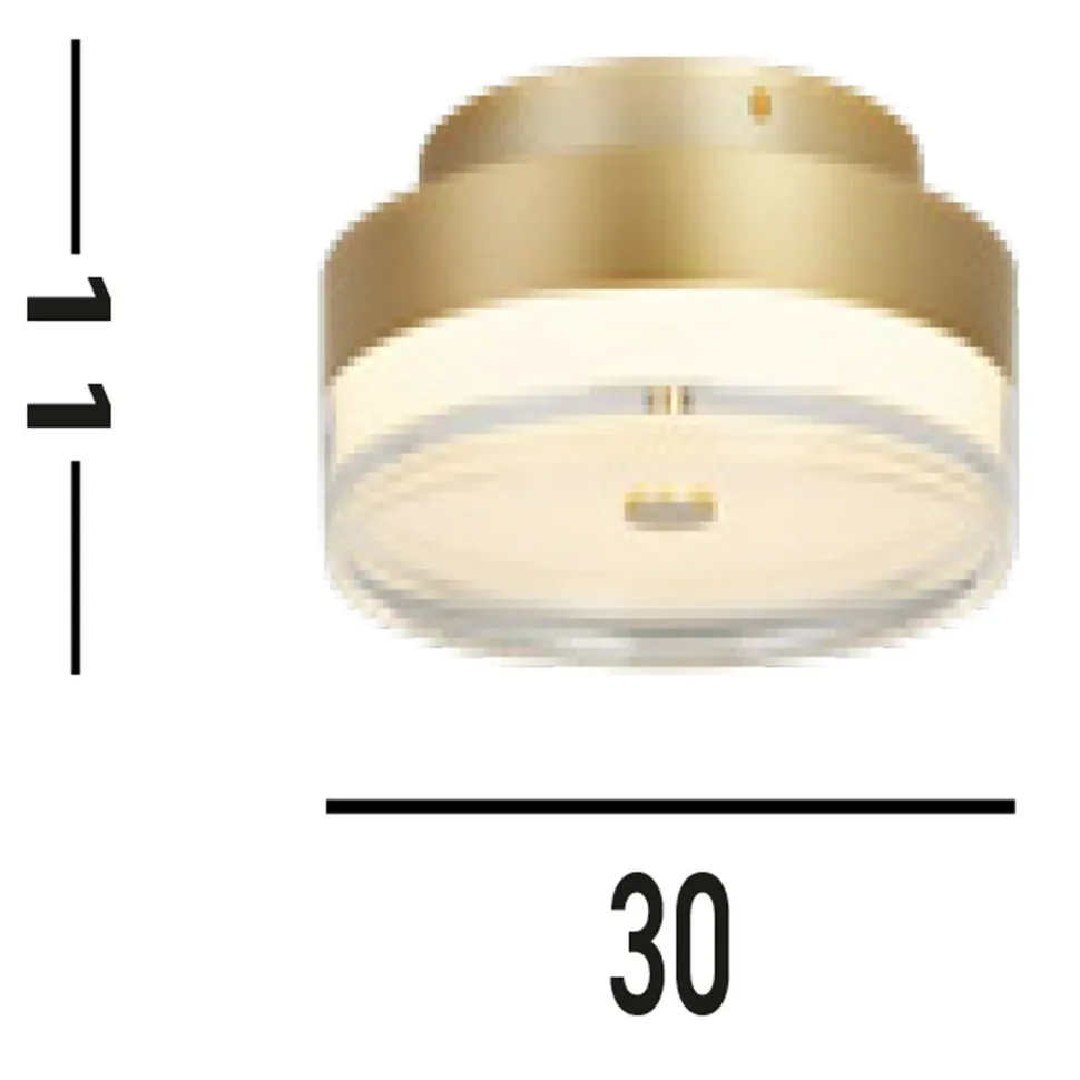 Runde LED Deckenlampe in Gold Metall Ø30 cm 3000 K 21 W