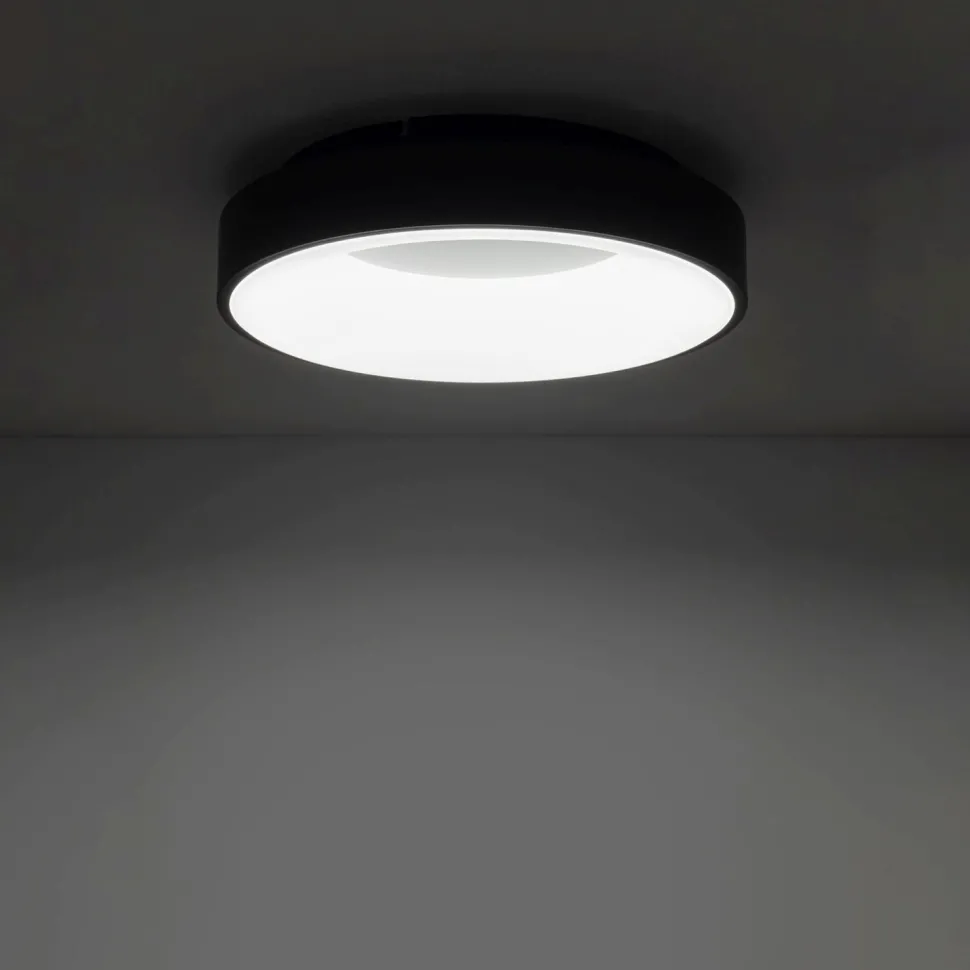 Runde LED Deckenlampe Schwarz Ø38 cm wohnlich blendarm