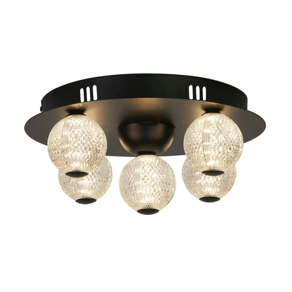 Runde LED Deckenlampe Schwarz Metall Ø33 cm 21 W Kugeln