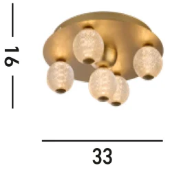 Runde LED Deckenleuchte in Gold Metall Ø33 cm 3000 K