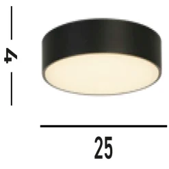 Runde LED Deckenleuchte Schwarz Metall B:25 cm 3000 K