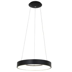 Runde LED Pendelleuchte Schwarz Ø48 cm 2700 K gemütlich