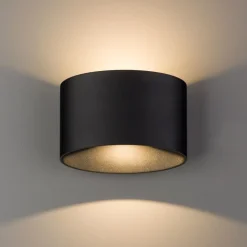 Runde LED Wandleuchte Außen Up Down Schwarz Ø17cm