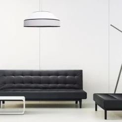 Runde Pendelleuchte Baumwolle wohnlich Weiß E27 B:45 cm