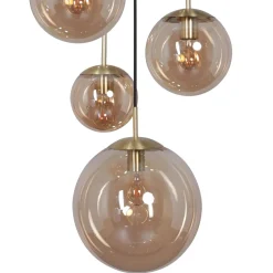 Runde Pendelleuchte Glas in Bernstein Ø60 cm E27 Modern