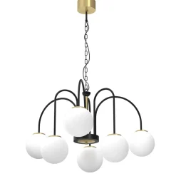 Runde Pendelleuchte in Messing Schwarz Weiß E14 Ø65 cm