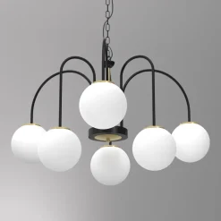 Runde Pendelleuchte in Messing Schwarz Weiß E14 Ø65 cm