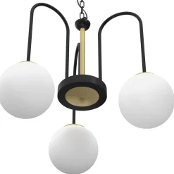 Runde Pendelleuchte in Messing Schwarz Weiß E14 Ø51 cm