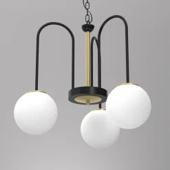 Runde Pendelleuchte in Messing Schwarz Weiß E14 Ø51 cm