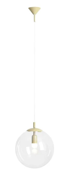 Runde Pendelleuchte in Pistazie Glas Kugel E27 Ø30 cm