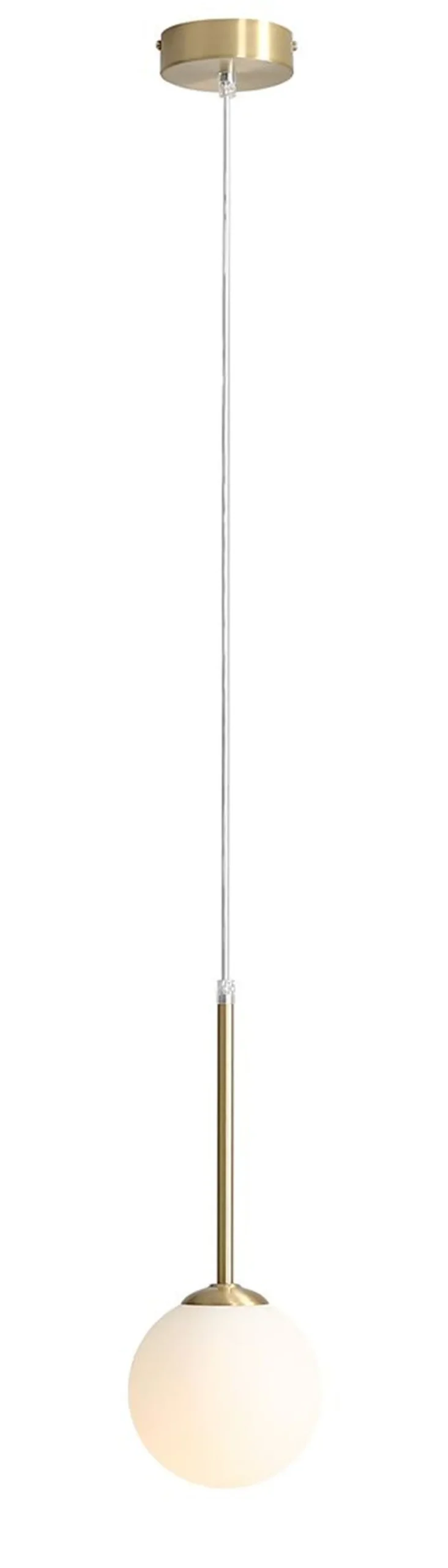 Runde Pendelleuchte Messing Weiß E14 Glas Kugel Modern