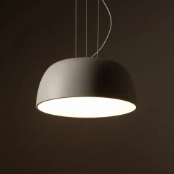 Runde Pendelleuchte Metall Seidengrau Weiß E27 Ø38 cm