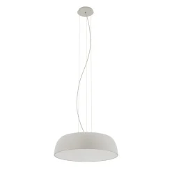 Runde Pendelleuchte Metall Seidengrau Weiß E27 Ø58 cm