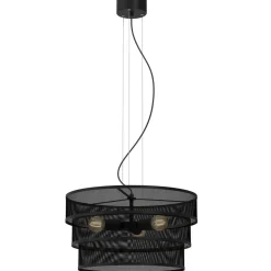 Runde Pendelleuchte Schwarz Metall E27 Ø55 cm Industrie