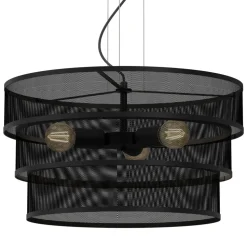 Runde Pendelleuchte Schwarz Metall E27 Ø55 cm Industrie