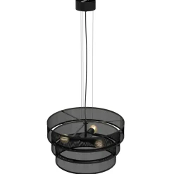 Runde Pendelleuchte Schwarz Metall E27 Ø55 cm Industrie