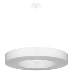 Runde Pendelleuchte Stoff Ø 70 cm Weiß blendarm 6x E27