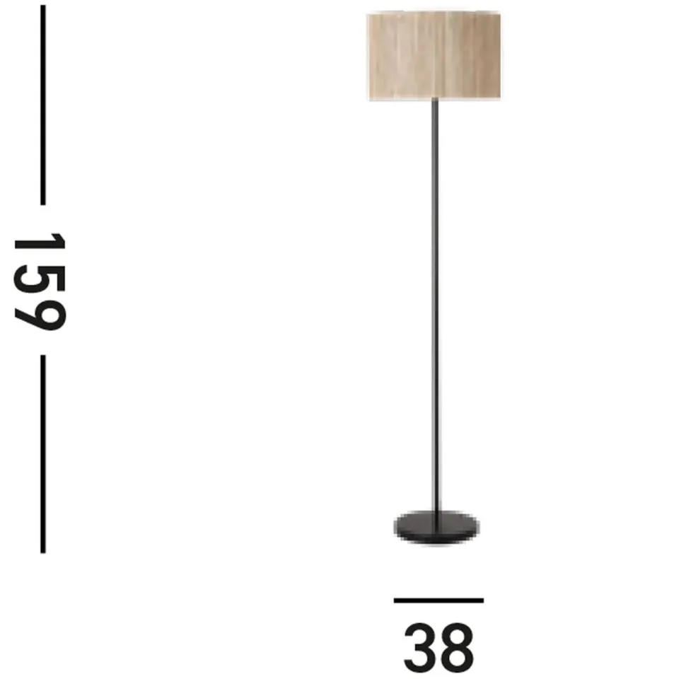 Runde Stehlampe Bambus Metall E27 159 cm Schwarz Natur
