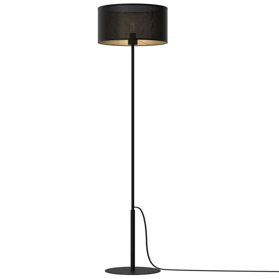 Runde Stehleuchte in Schwarz Gold 150 cm groß Metall