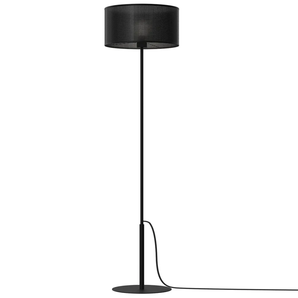 Runde Stehleuchte Schwarz E27 150 cm groß Metall