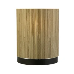 Runde Tischlampe Bambus Metall klein 23 cm natürlich