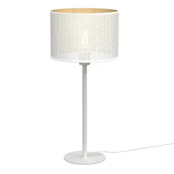 Runde Tischlampe in Weiß Gold E27 56 cm groß Metall