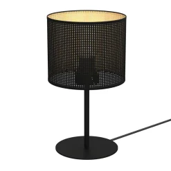 Runde Tischlampe Metall E27 34 cm hoch in Schwarz Gold