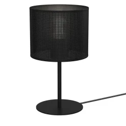 Runde Tischlampe Metall E27 34 cm hoch in Schwarz