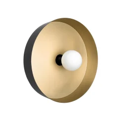 Runde Wandleuchte Schwarz Gold Ø 40 cm aus Messing Eisen