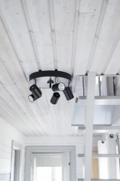 Runder Deckenspot 5-flammig GU10 Metall B: 30cm klein Schwarz