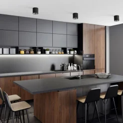 Runder Deckenstrahler in Schwarz Silber Ø12,7cm