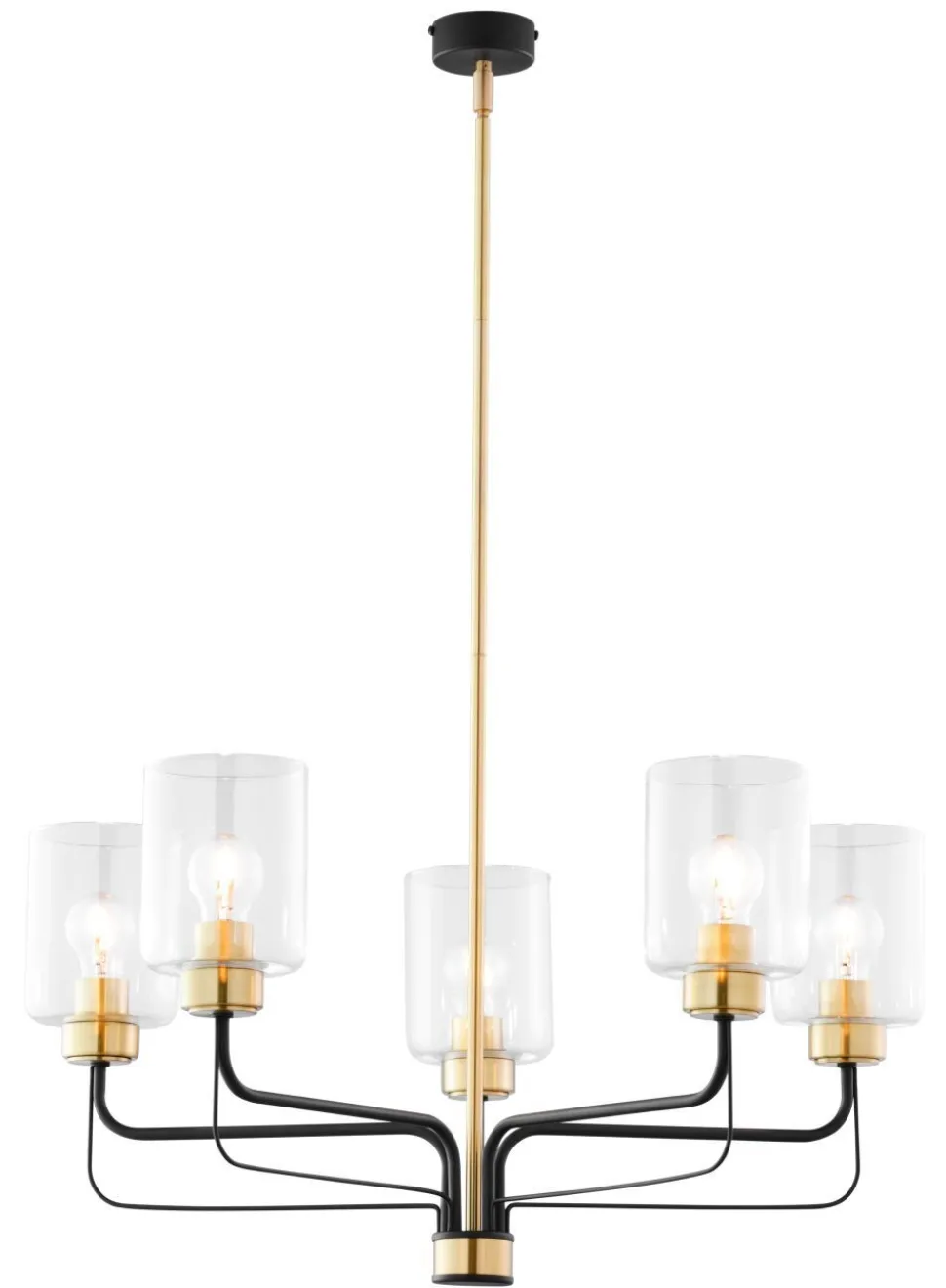 Runder Kronleuchter Metall Glas 5-flammig Ø74cm