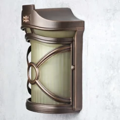 Rustikale Außen Wandleuchte Braun Antik Riffelglas