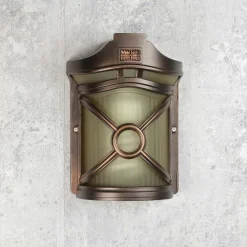 Rustikale Außen Wandleuchte Braun Antik Riffelglas