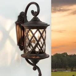 Rustikale Außen Wandleuchte Braun Antik E27 LANTERN