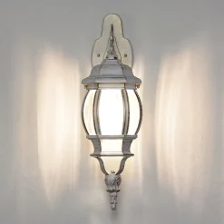 Rustikale Außenleuchte BREST in Weiß Gold IP44 E27