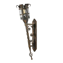 Rustikale Außenleuchte in Schwarz-Kupfer IP44 CASTLE