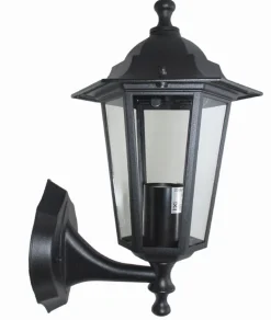 Rustikale Außenwandleuchte Schwarz IP44 Aluminium E27