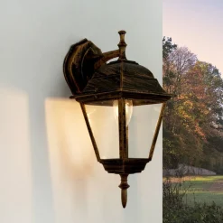 Rustikale Außenwandleuchte in Schwarz Kupfer TIROL