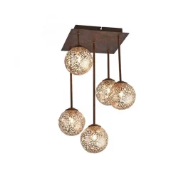 Rustikale Deckenlampe Metall G9 B:27 cm Kugeln Gold