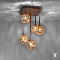 Rustikale Deckenlampe Metall G9 B:27 cm Kugeln Gold