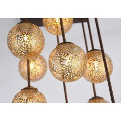 Rustikale Deckenlampe Metall G9 9-flammig Kugeln Gold