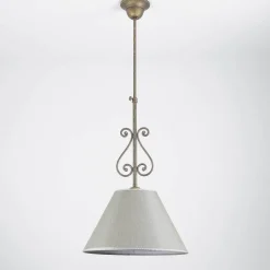 Rustikale Deckenleuchte Stoffschirm Handarbeit