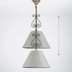 Rustikale Deckenleuchte Stoffschirm Handarbeit