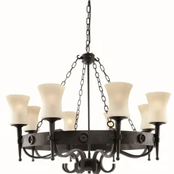 Rustikale Hängeleuchte 8-flmg. Eisen